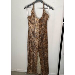 Gunne Sax x Jessica McClintock Snake Print Halter Dress